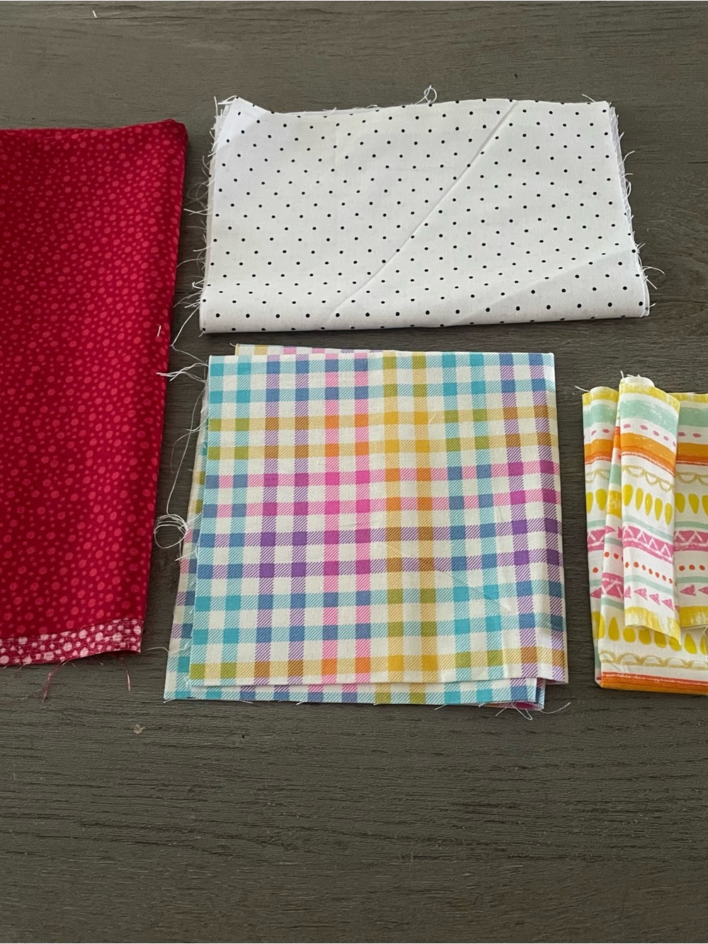 Assorted Cotton Scrap Fabric Bundle - Multicolor Gingham & Prints